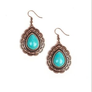 Turquoise and Copper Teardrop Earrings